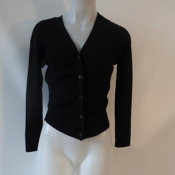 Womens Frame Black Ribbed Cardigan Sweater XS - Picture 1 of 8